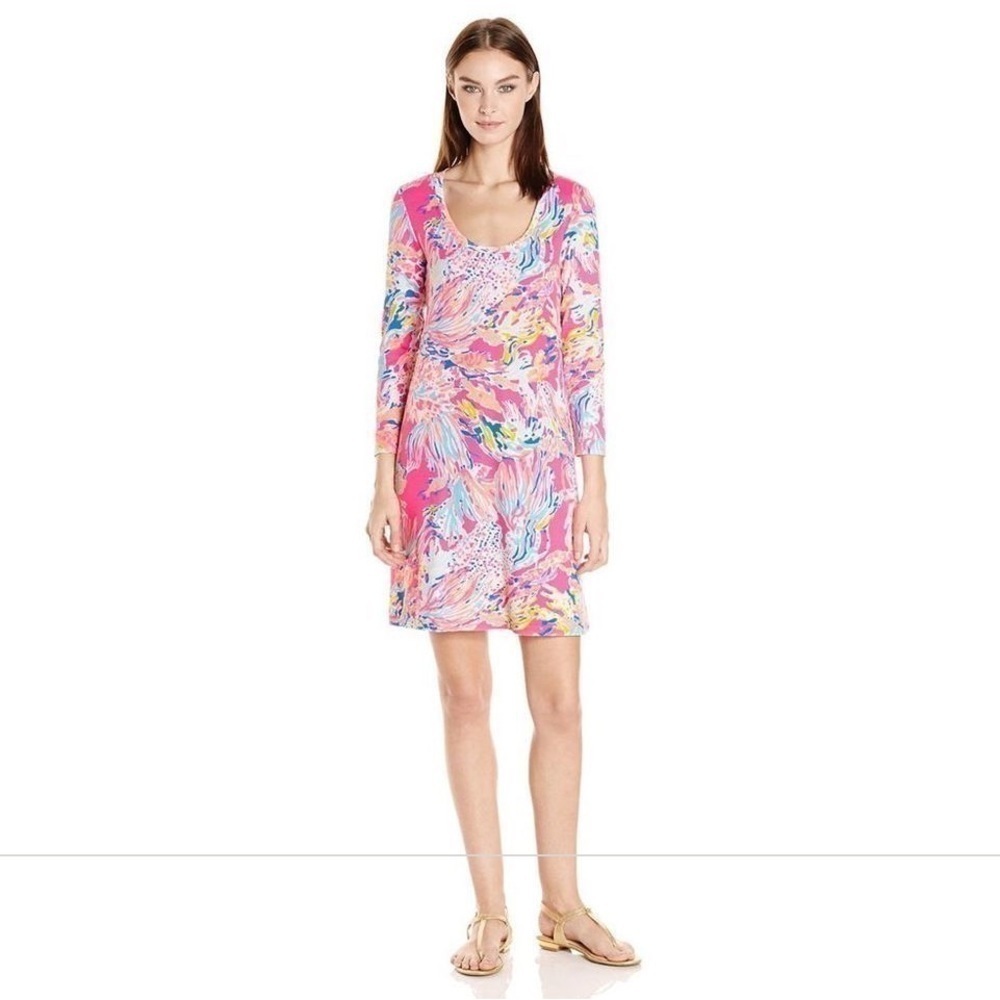 Lilly Pulitzer Devon Dress Tiki Pink Sunken Treasure A Line Swing Dress Tropical